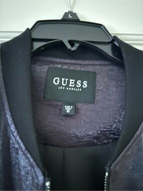 Guess Women's Shimmery Purple Bomber Jacket